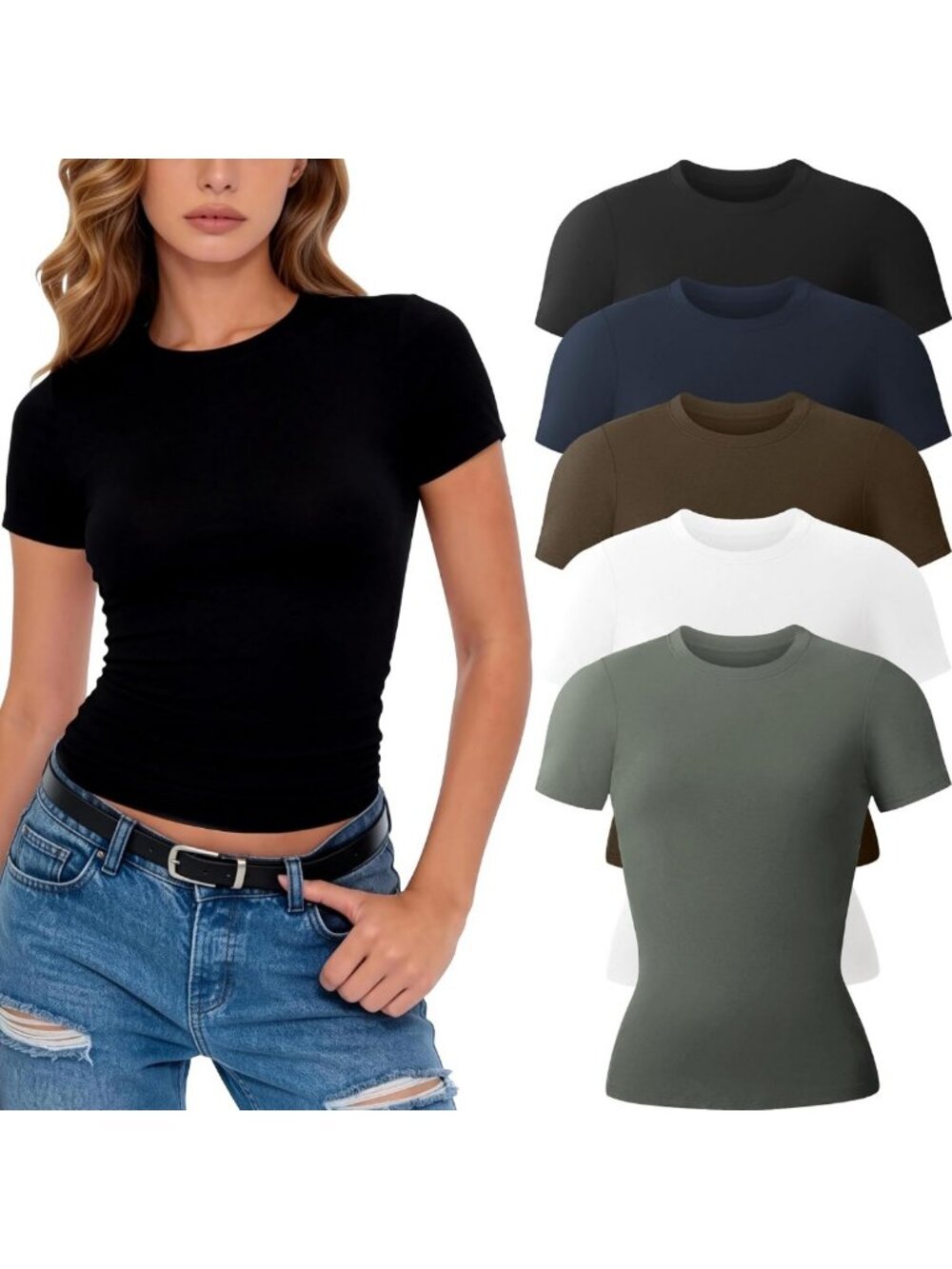 3/5 Pack Women's Short Sleeve Workout Tees - Basic Casual T-Shirts for Fitness